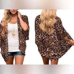 chiffon leopard kimono
